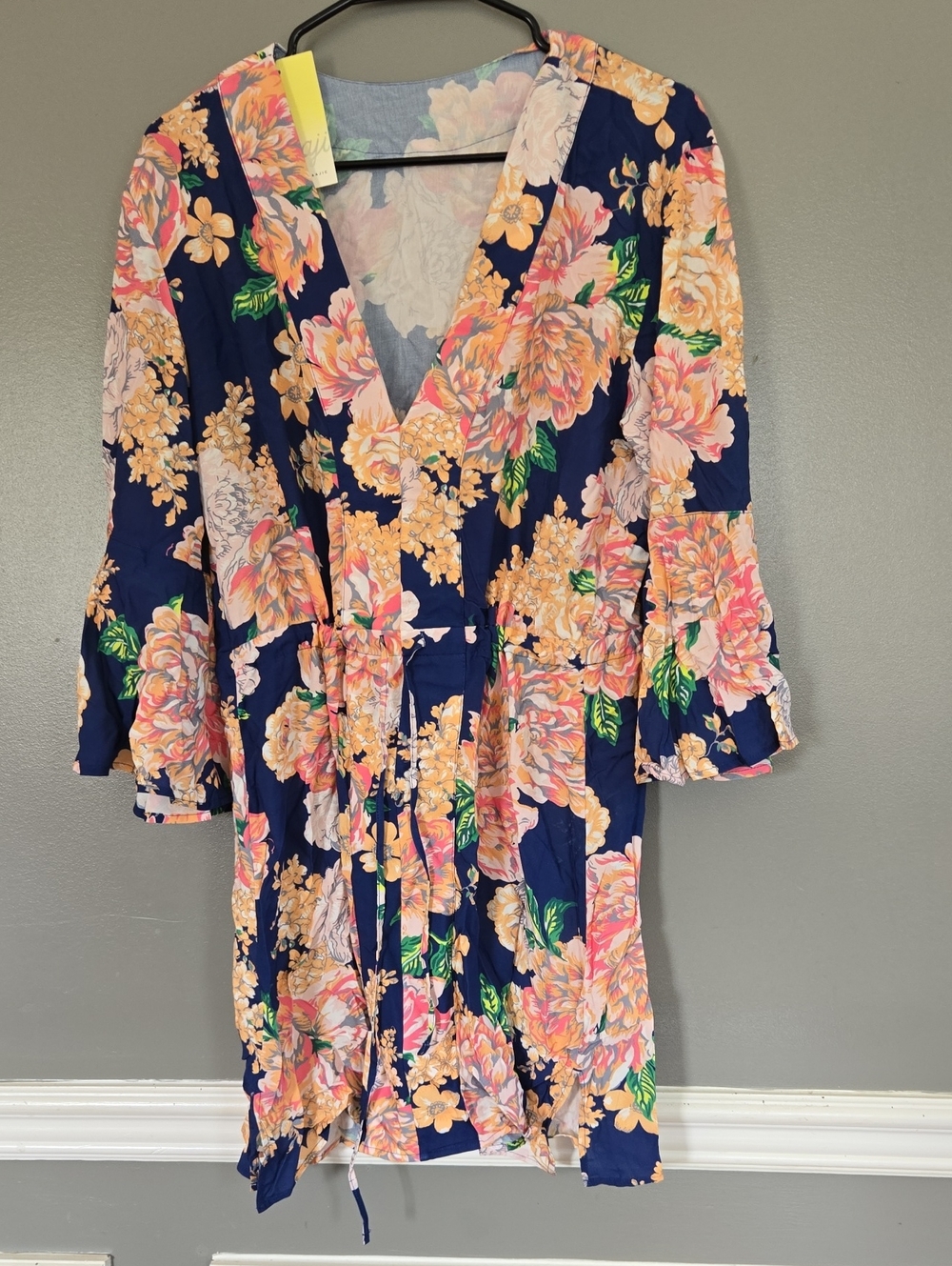 Maaji Navy Floral V-Neck Tie-Waist Dress